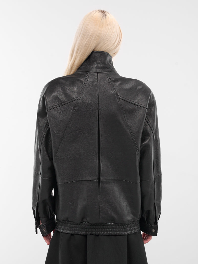 Black Goat Leather Batwing Jacket (0003-BLACK)
