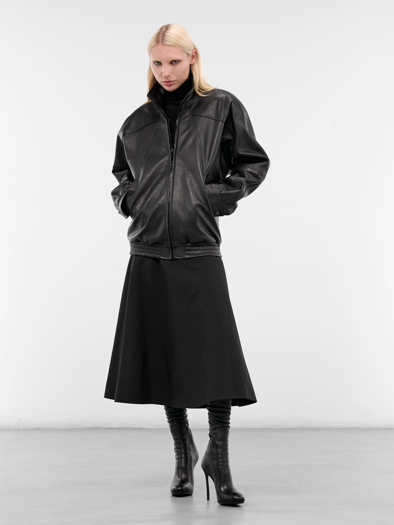 Black Goat Leather Batwing Jacket (0003-BLACK)