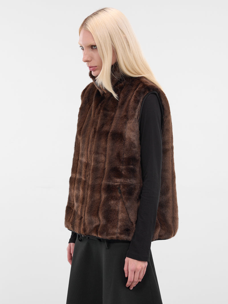 Brown Vegan Mink Fur Vest (0006-BROWN)