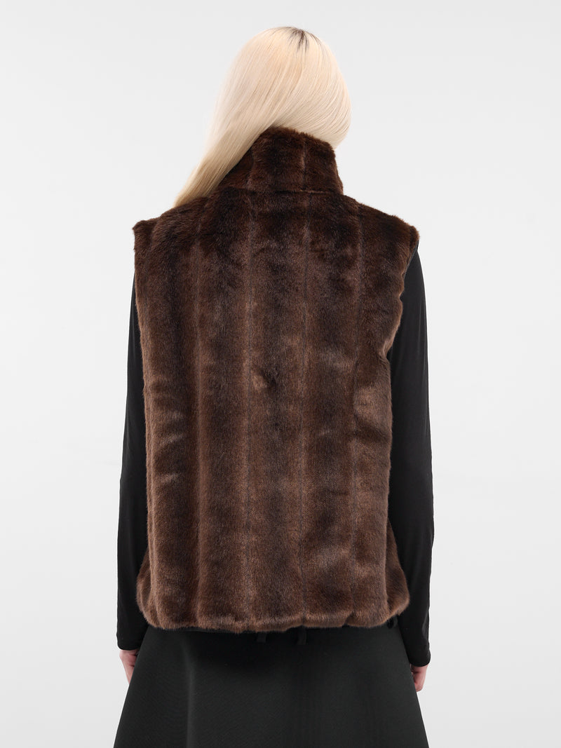 Brown Vegan Mink Fur Vest (0006-BROWN)