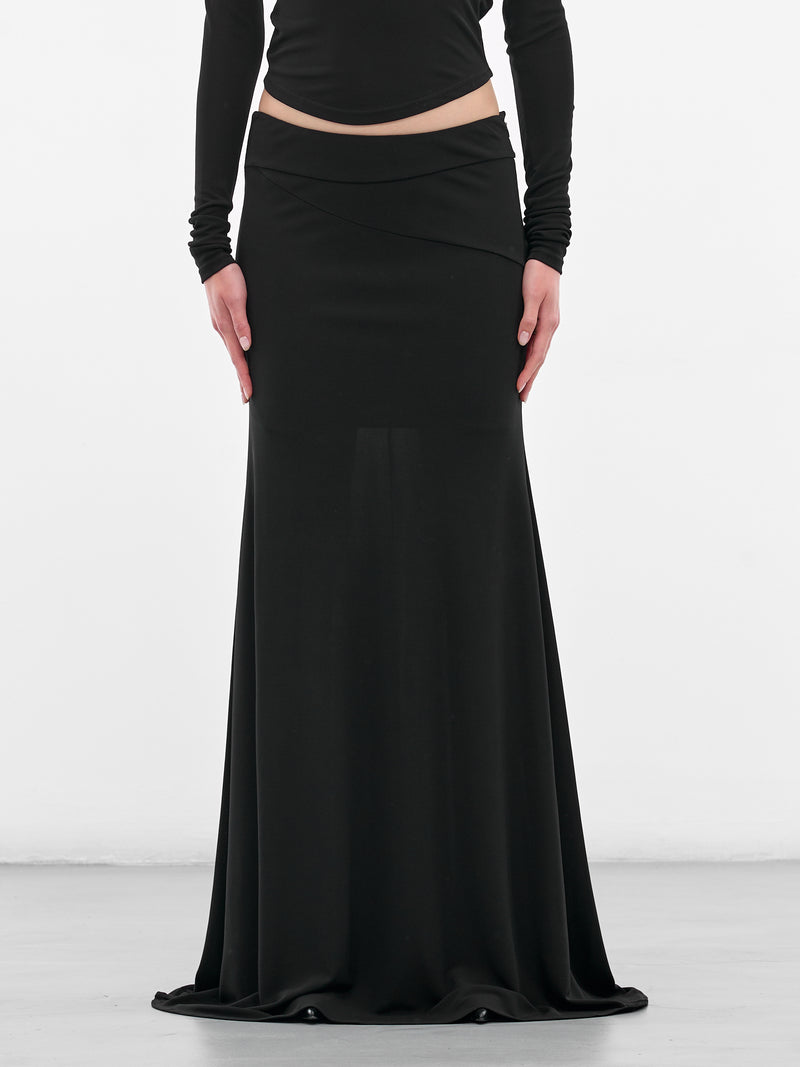 Black Long Lace-Up Skirt (#002117-232-BK-BLACK)