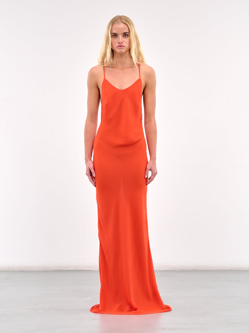 Cross Strap Long Dress (#003184-206-BLOOD-ORANGE)