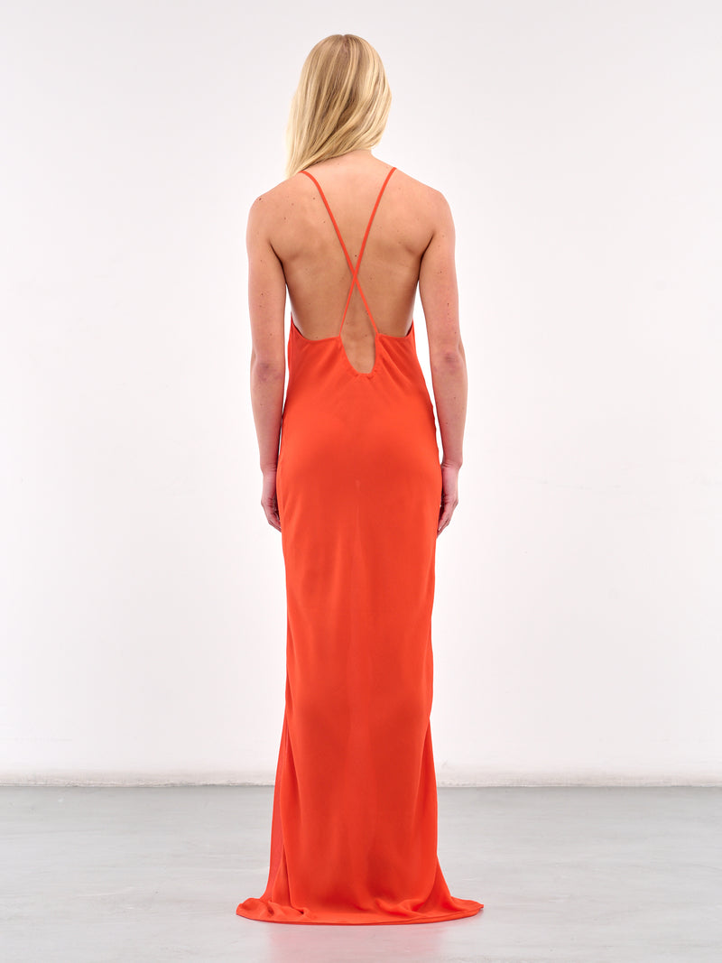 Cross Strap Long Dress (#003184-206-BLOOD-ORANGE)