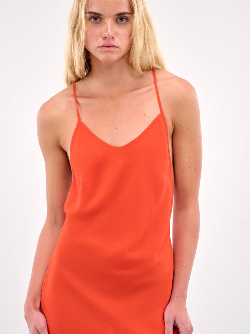 Cross Strap Long Dress (#003184-206-BLOOD-ORANGE)
