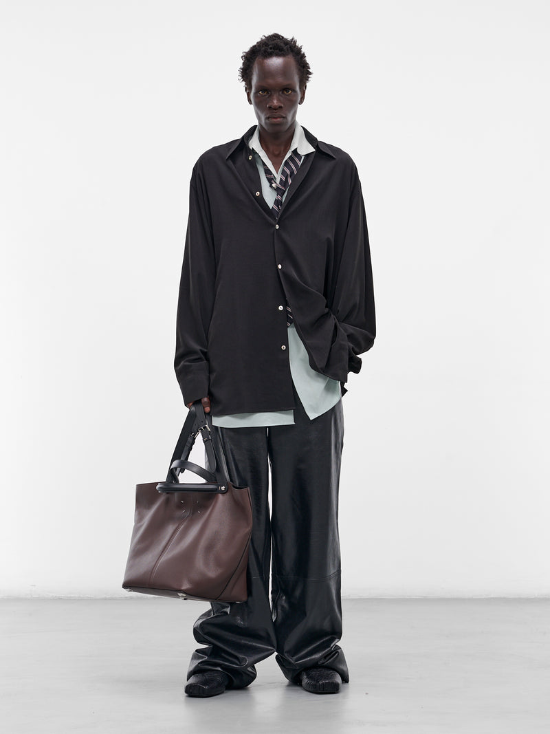 Black Wide Leg Leather Trousers (008-22-BLACK)