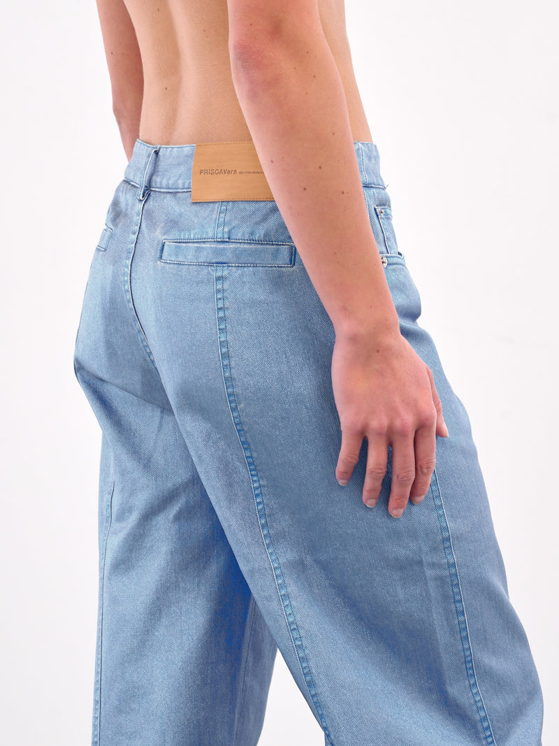 Cocoon Wide Leg Jeans (#005083-227-METALLIC-BLUE)