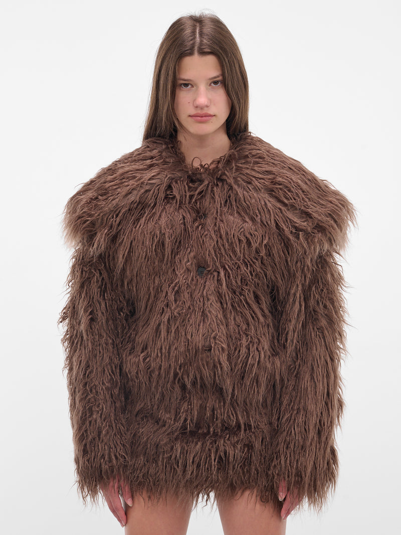 Brown Eco Fur Peacoat (00CT03D-HAZELNUT)