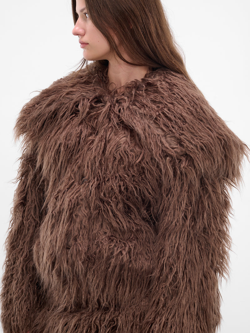 Brown Eco Fur Peacoat (00CT03D-HAZELNUT)
