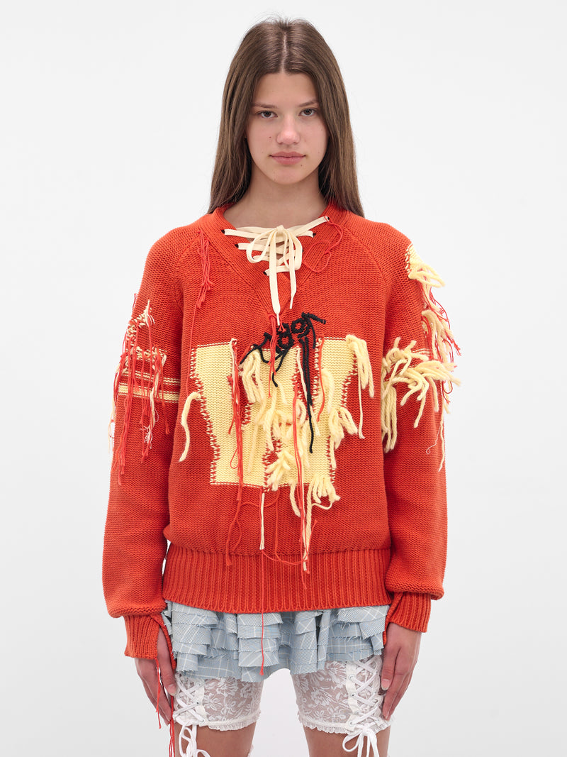 Red Letterman Hockey Knit Pullover (00KN07-RED)