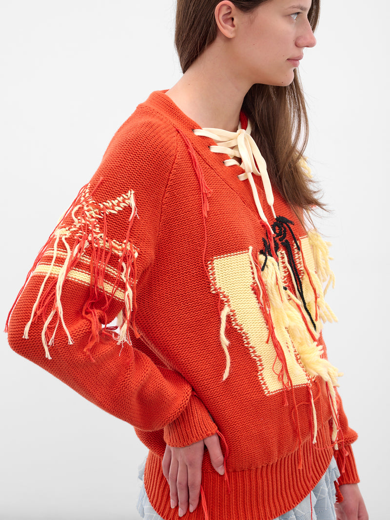 Red Letterman Hockey Knit Pullover (00KN07-RED)