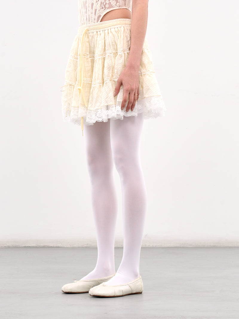 Elasticated Ruffle Mini Skirt (00SK03-IVORY)