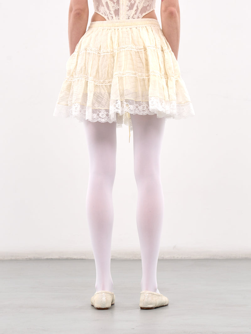 Elasticated Ruffle Mini Skirt (00SK03-IVORY)