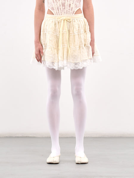 Elasticated Ruffle Mini Skirt (00SK03-IVORY)