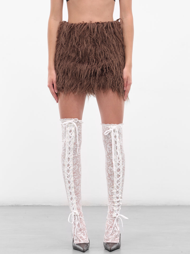 Brown Eco Fur Mini Skirt (00SK12D-HAZELNUT)