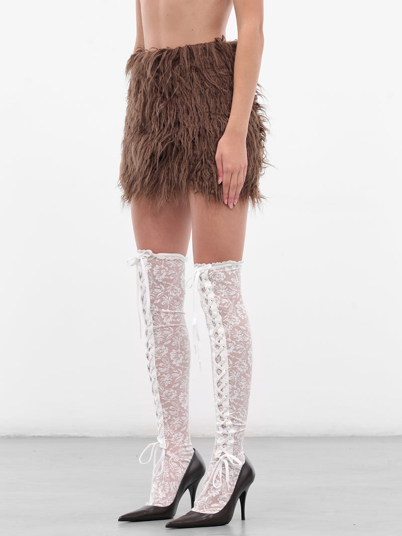 Brown Eco Fur Mini Skirt (00SK12D-HAZELNUT)