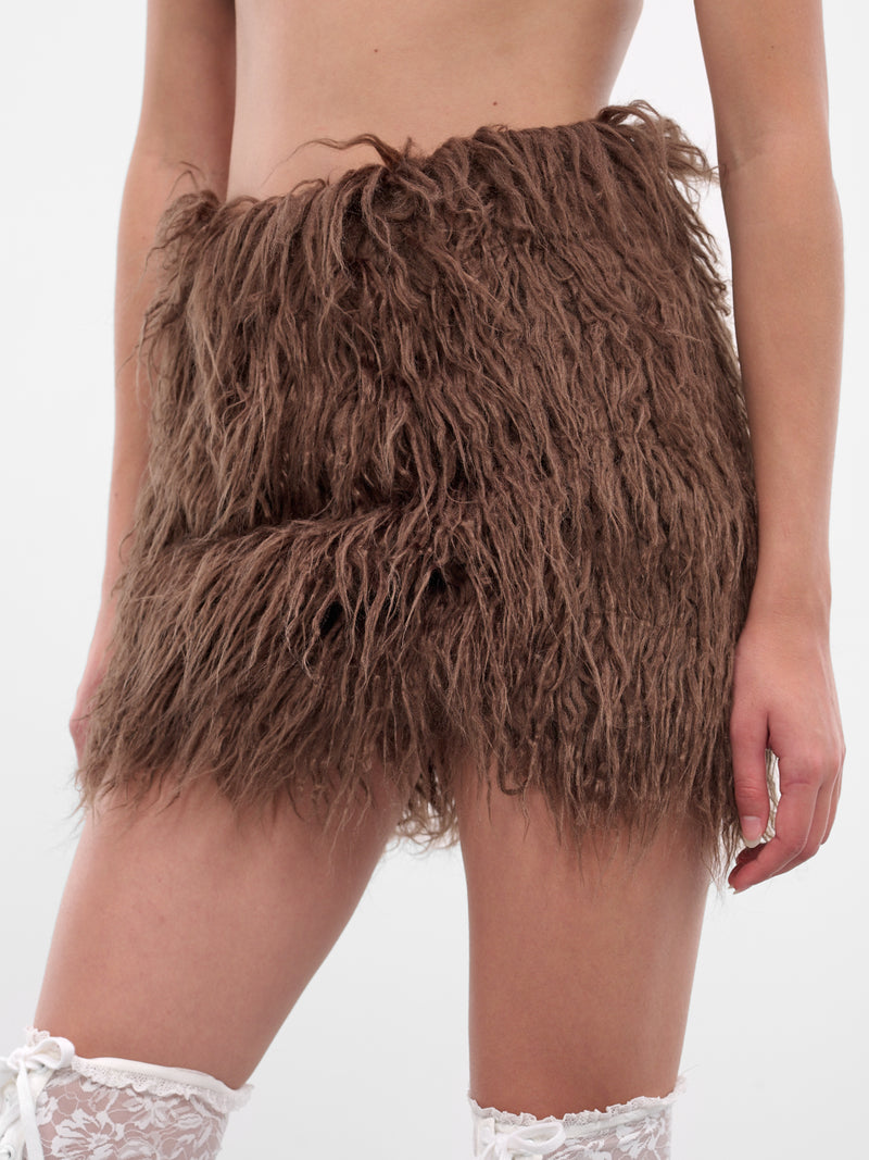Brown Eco Fur Mini Skirt (00SK12D-HAZELNUT)
