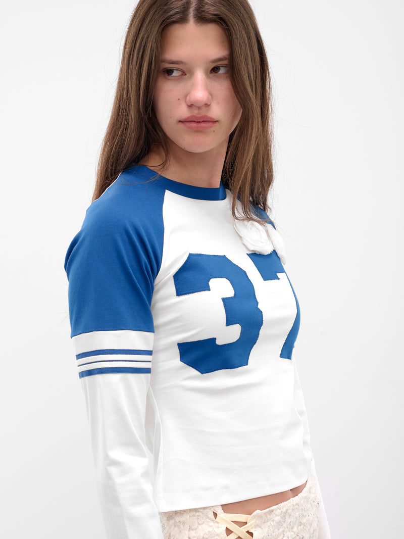White Striped Jersey Raglan Tee (00T22-BLUE-WHITE)