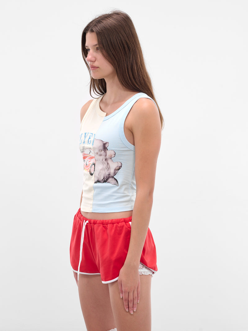 Patchwork Printed Graphic Tank Top (00T09-BUTTERMILK-BABYBLUE)