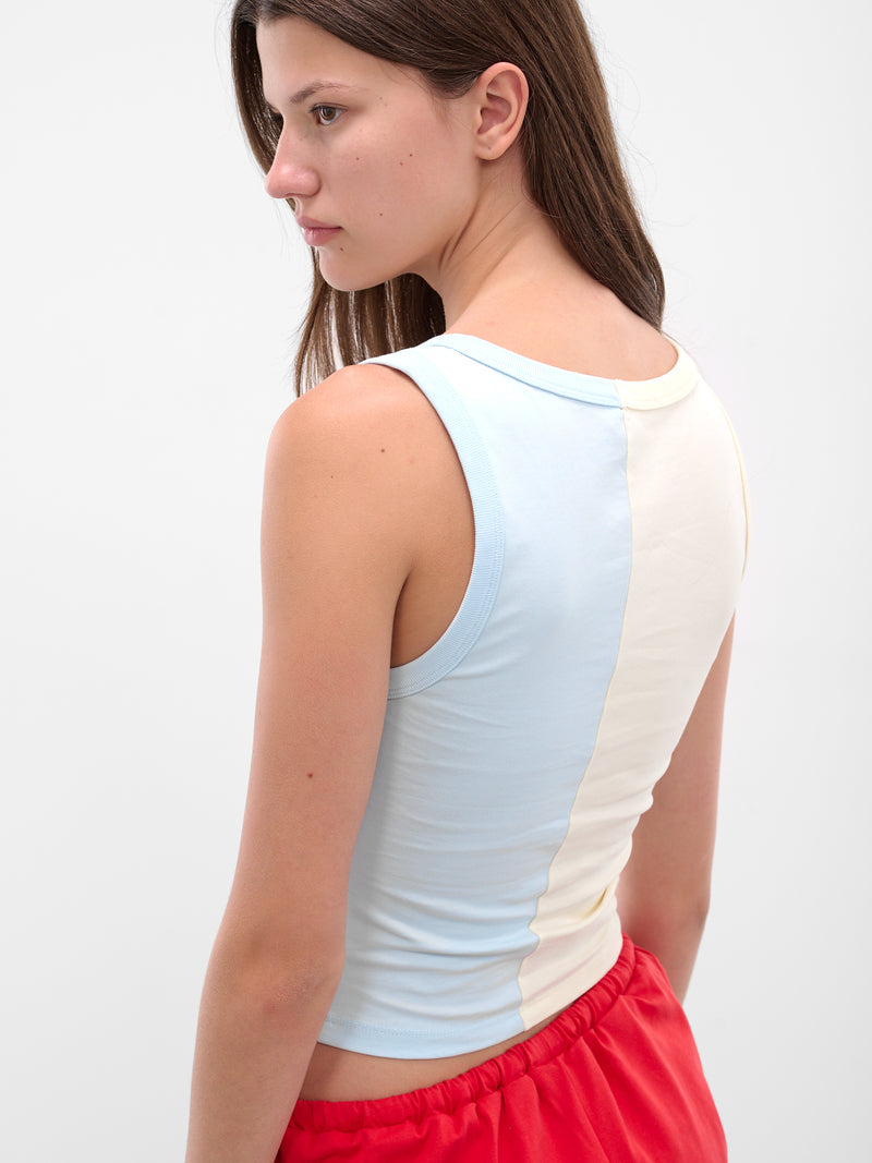 Patchwork Printed Graphic Tank Top (00T09-BUTTERMILK-BABYBLUE)