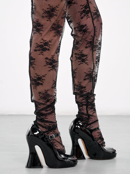 レッグウェア S lace up leggings tulle theredthread THEREDTHREAD / ザレッドスレッド】S lace up leggings cocoon