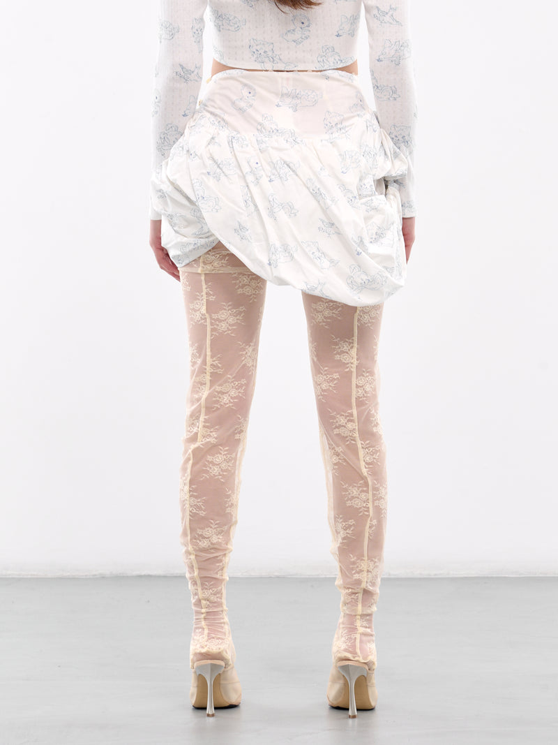 Draped Animal Print Bloomer (00TR06W-WHITE)