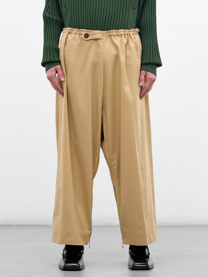 Beige Cotton-Cashmere Cropped Trousers (U261-P067-C038-BEIGE)