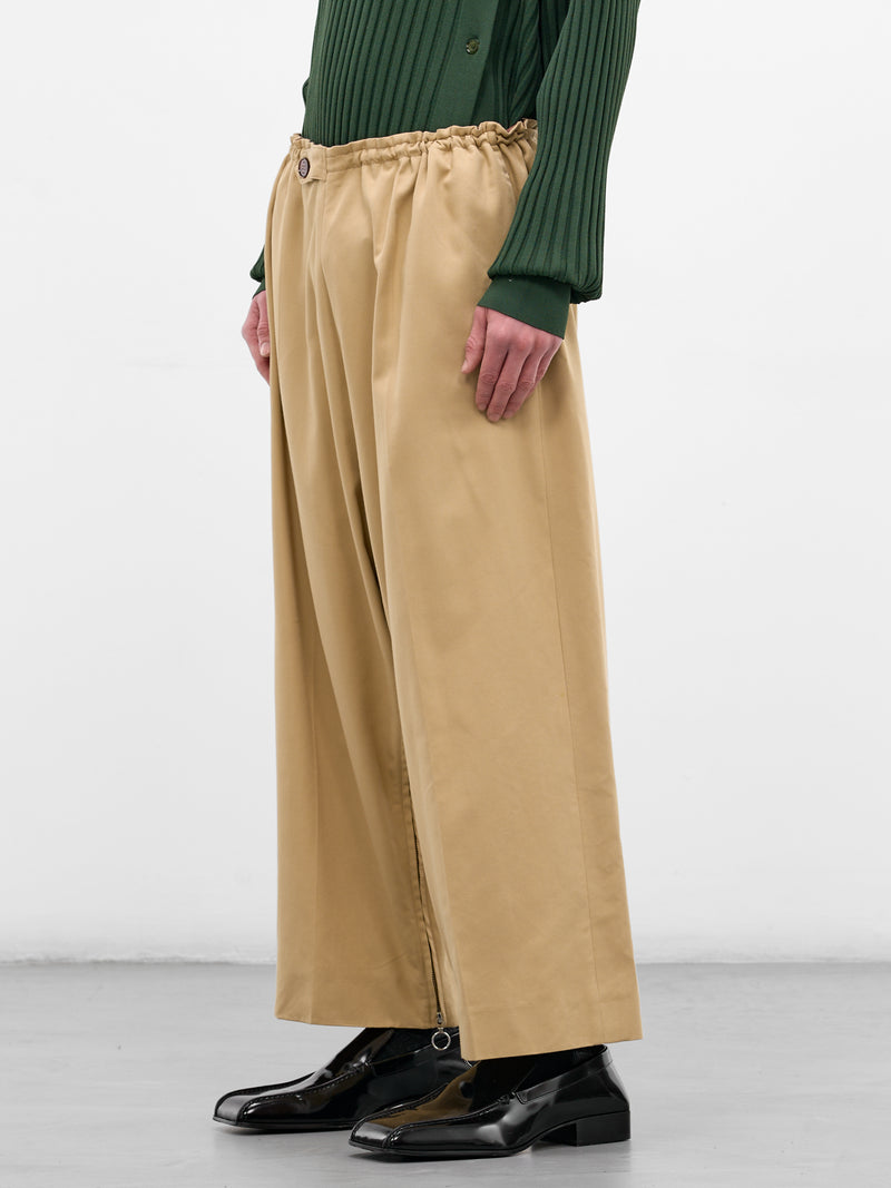 Beige Cotton-Cashmere Cropped Trousers (U261-P067-C038-BEIGE)