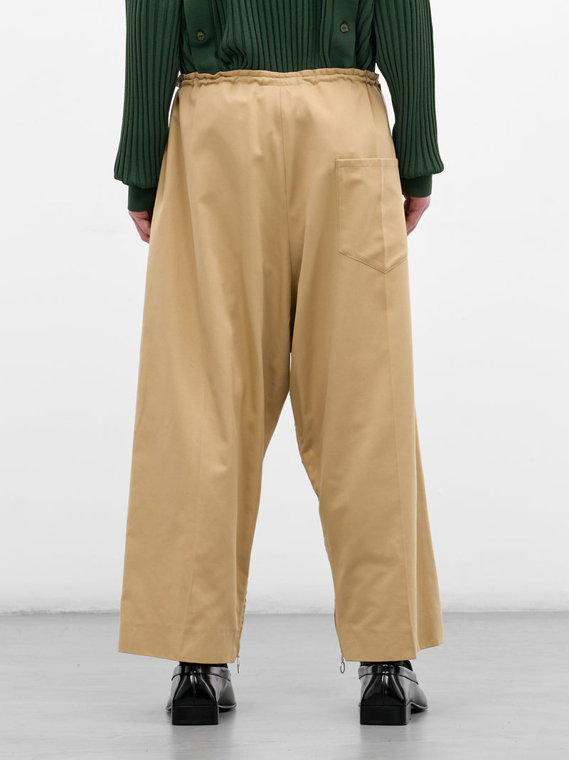 Beige Cotton-Cashmere Cropped Trousers (U261-P067-C038-BEIGE)