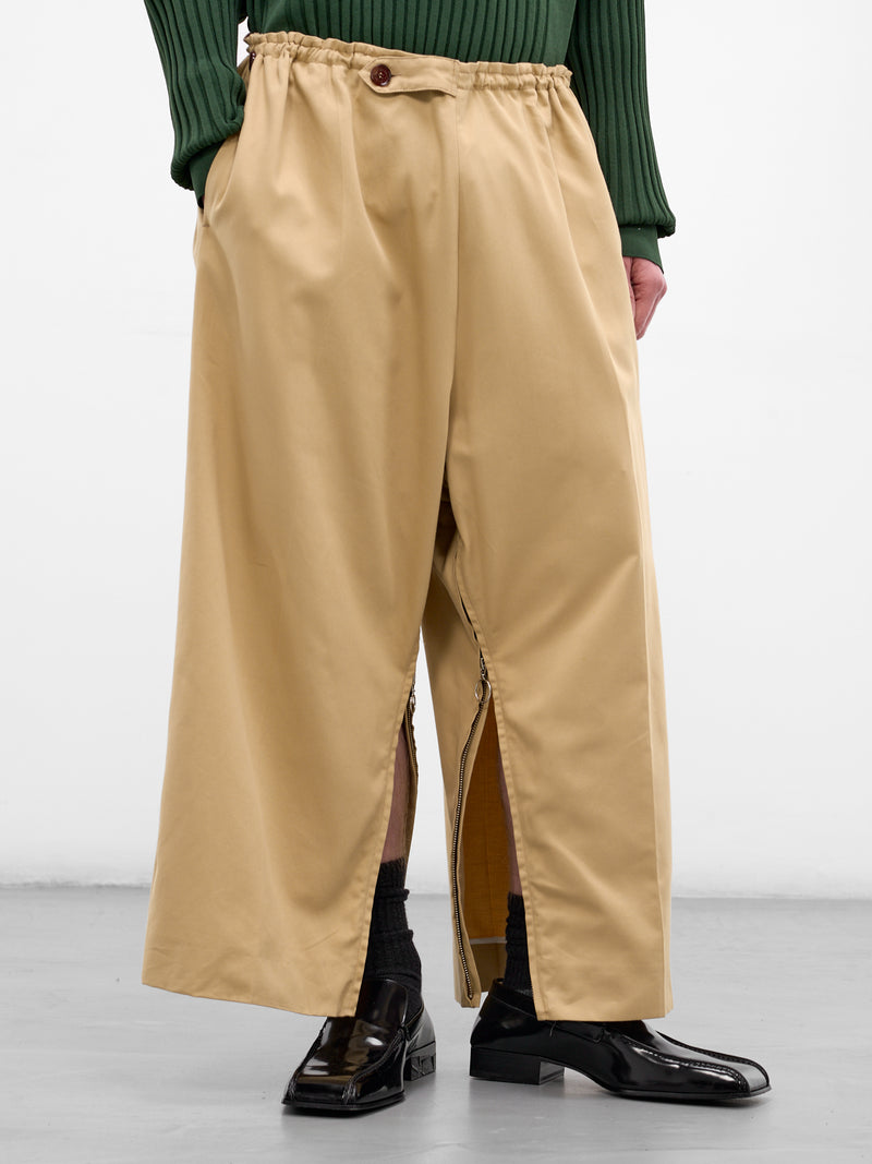 Beige Cotton-Cashmere Cropped Trousers (U261-P067-C038-BEIGE)
