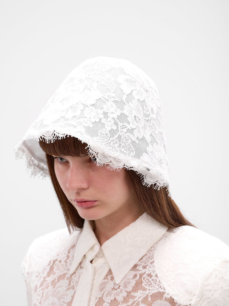 White Floral Lace Cloche Hat (RR-HAT08-WHITE)
