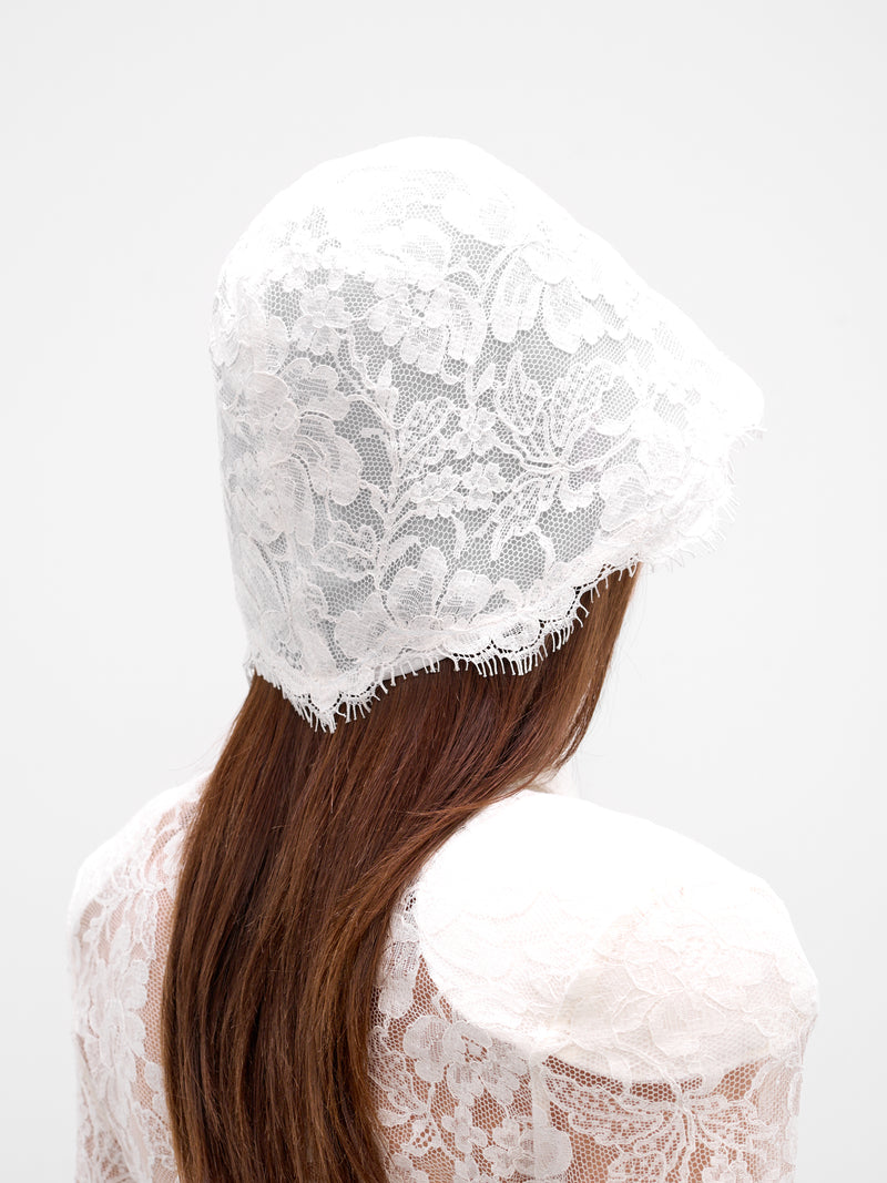 White Floral Lace Cloche Hat (RR-HAT08-WHITE)