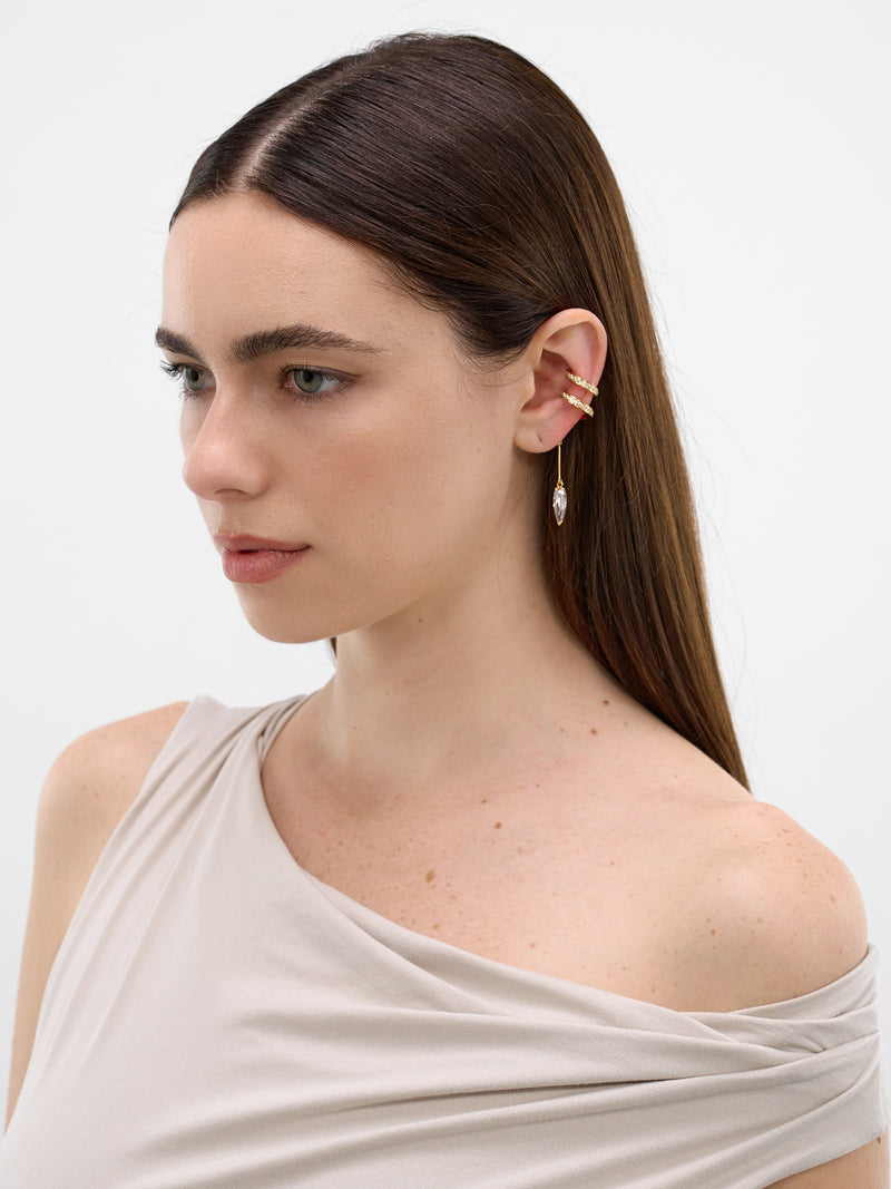 Gold Spiral Encrusted Ear Cuff (ENCRUSTED-SPIRAL-CLEAR-GOLD)