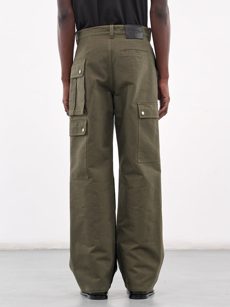 Nappa & Cotton Hybrid Cargo Trousers (H526Y04WFF-BLACK-KHAKI)