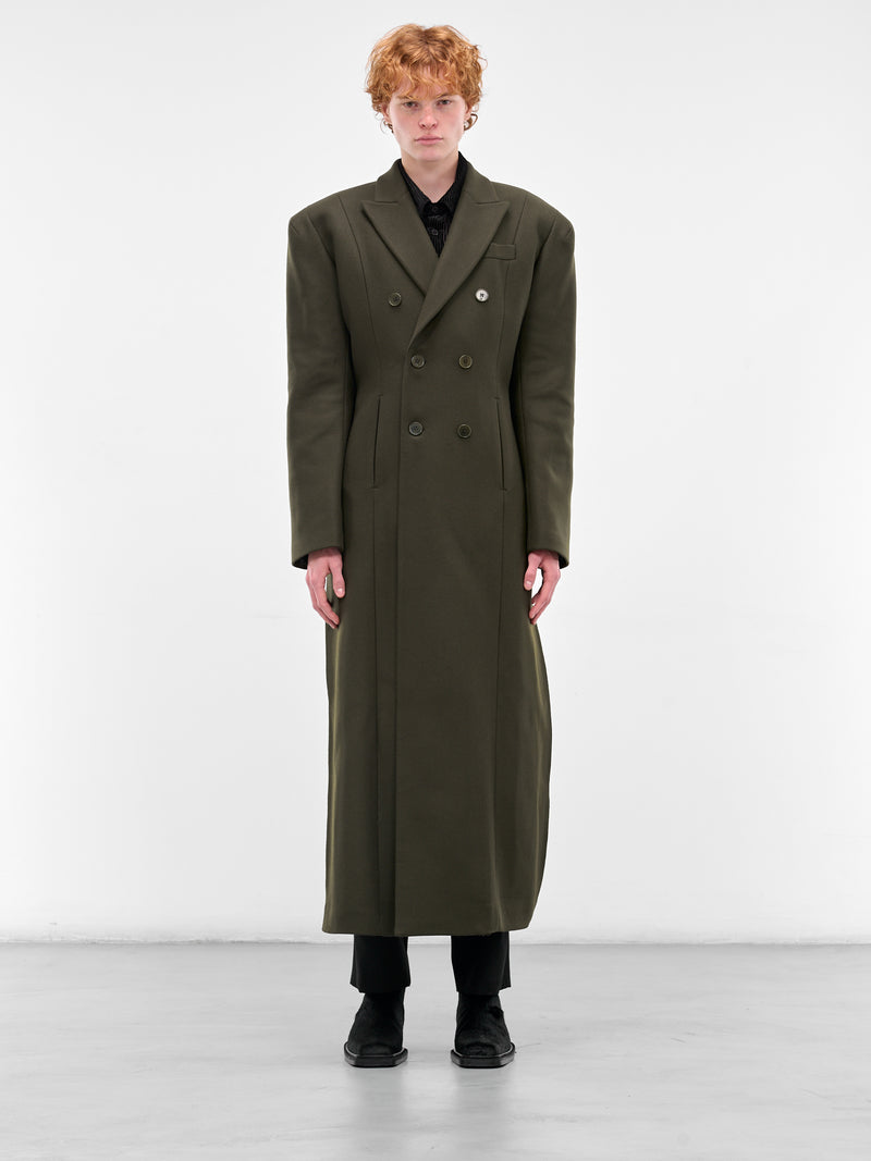 Green Wool Tailored Long Coat (0175-T505-ARMY)