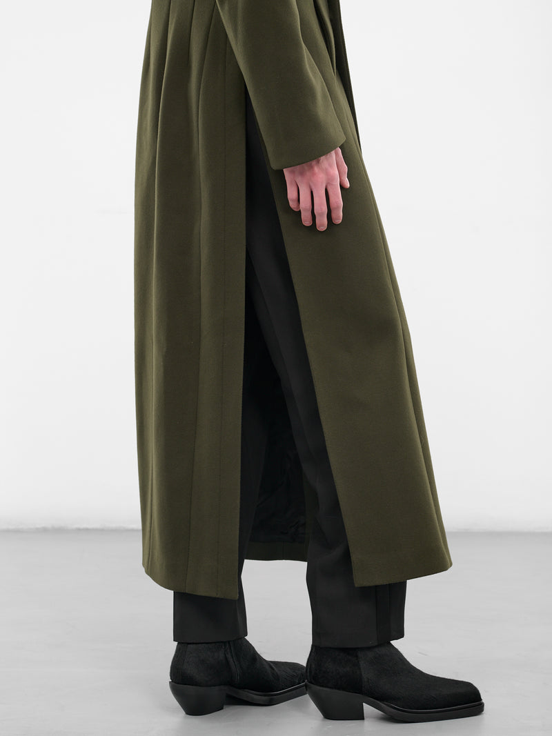 Green Wool Tailored Long Coat (0175-T505-ARMY)