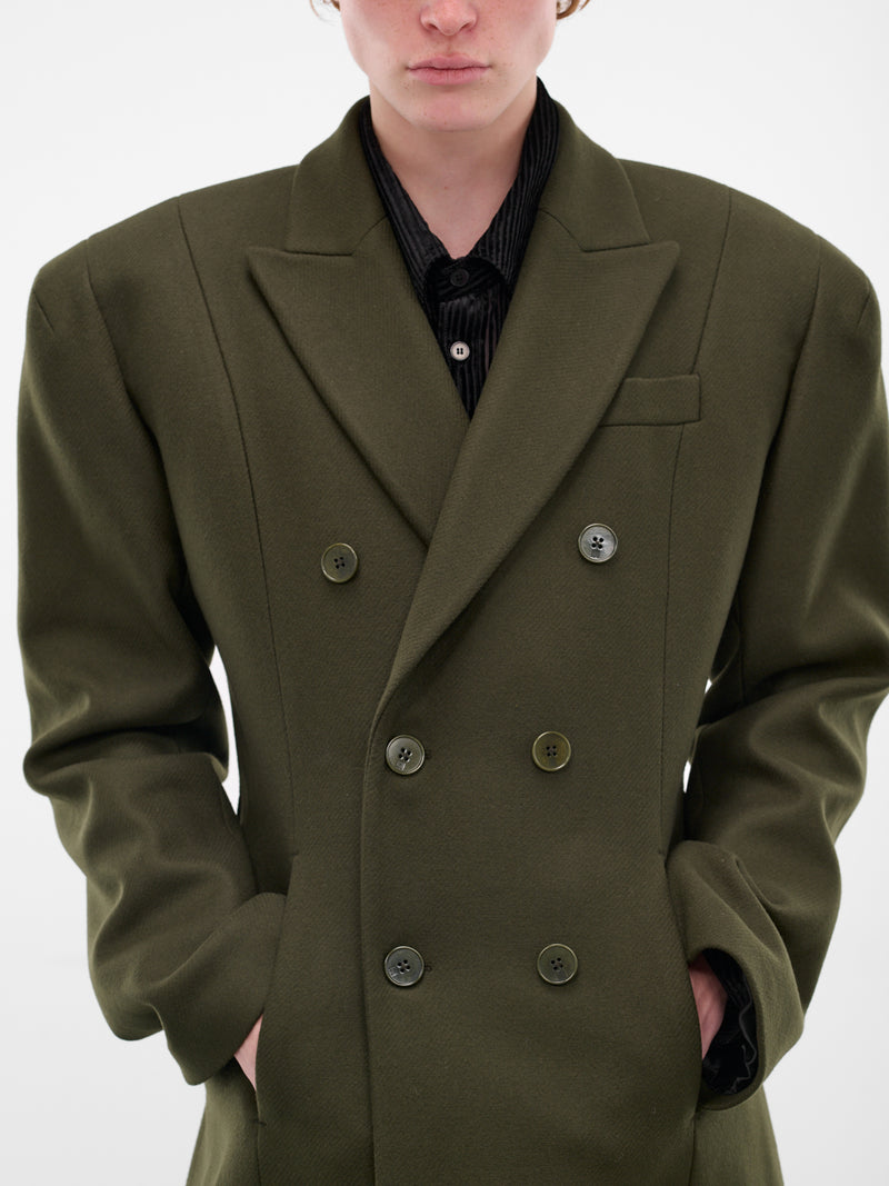 Green Wool Tailored Long Coat (0175-T505-ARMY)