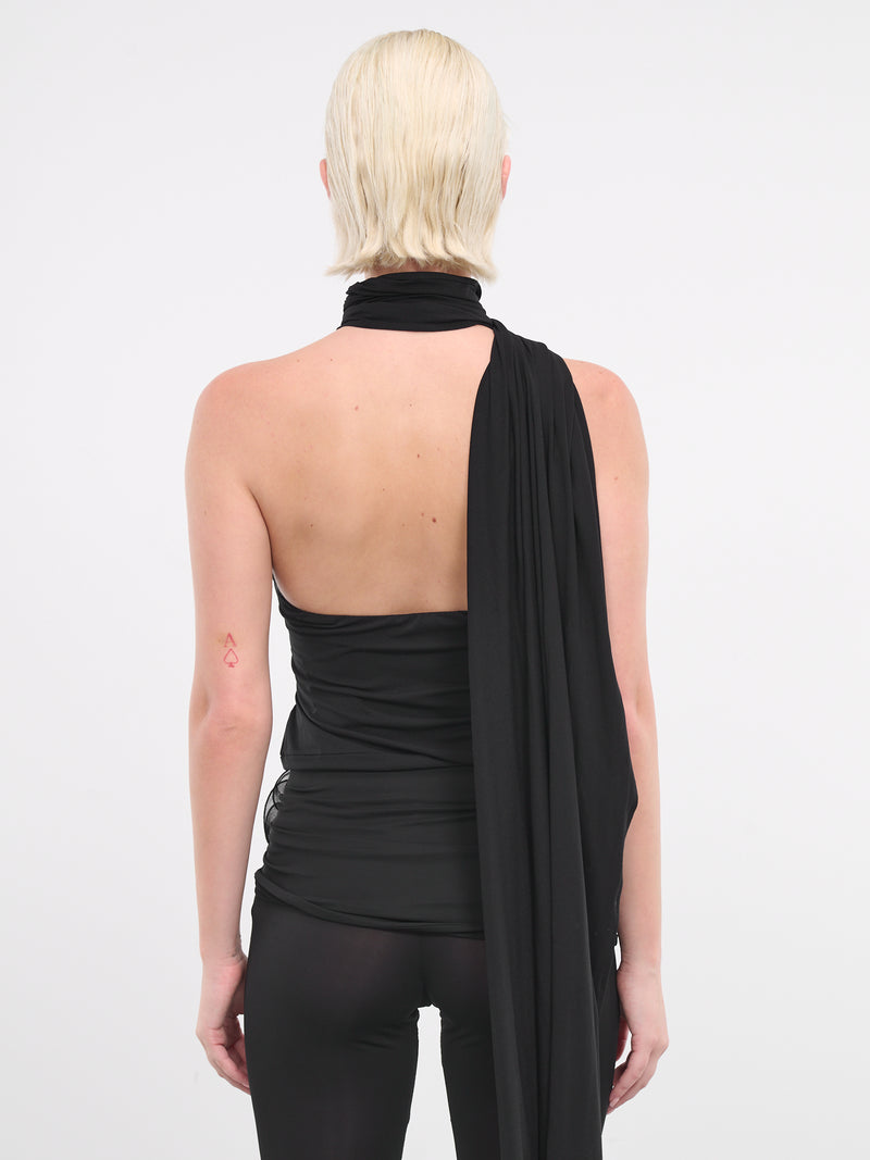 Jersey Wrap Neck Top (02-BLACK)