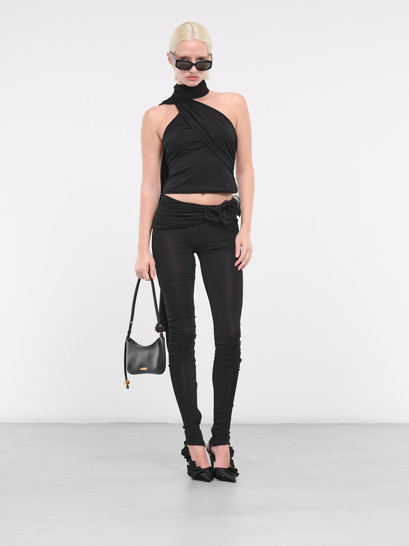 Jersey Wrap Neck Top (02-BLACK)