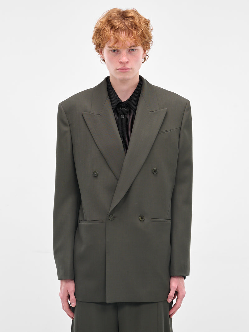 Green Oversized Double-Breasted Blazer (0204-T126-ARMY)