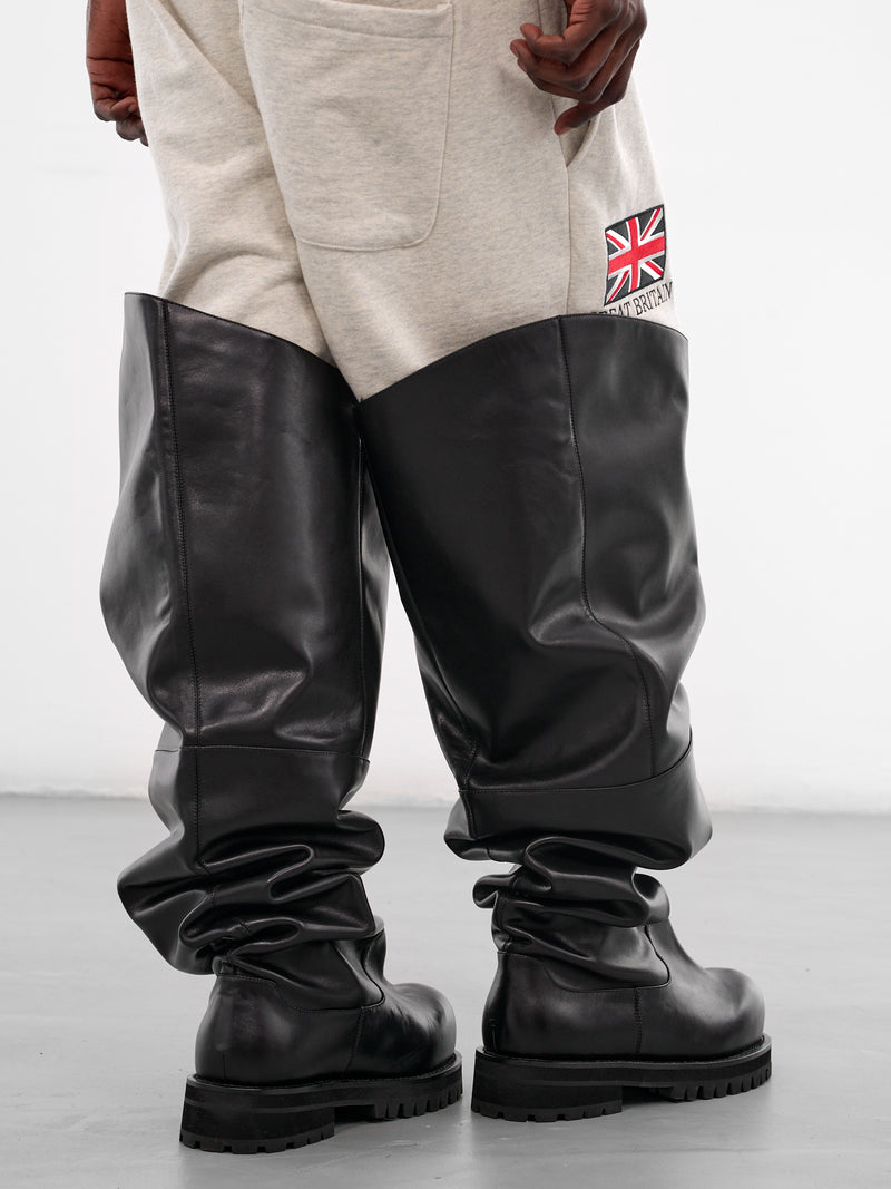 Black Leather Wide Thigh Boots (PIS26SSMA06-BLACK)