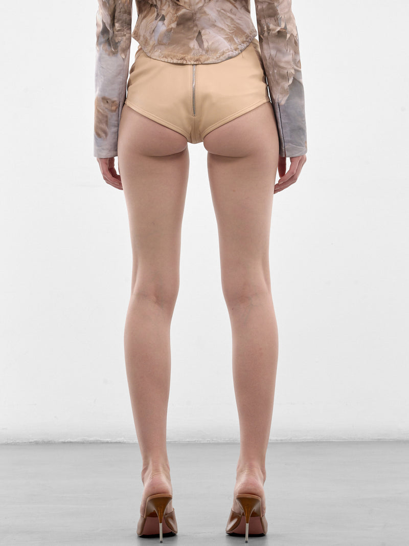 Nude Leather Lingerie Mini Shorts (03-LEATHER-MINI-SHIRTS-NUDE)