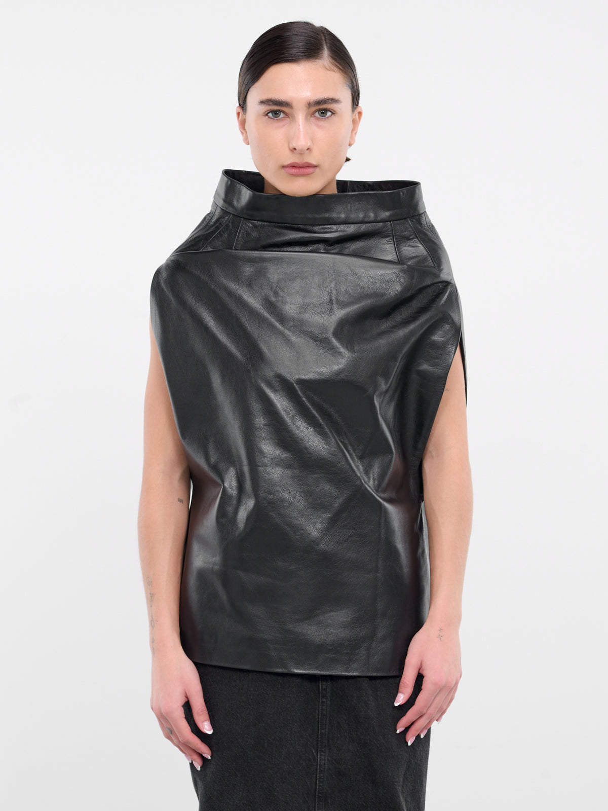 Leather Vest Skirt (S1WLEJA02-BLACK)