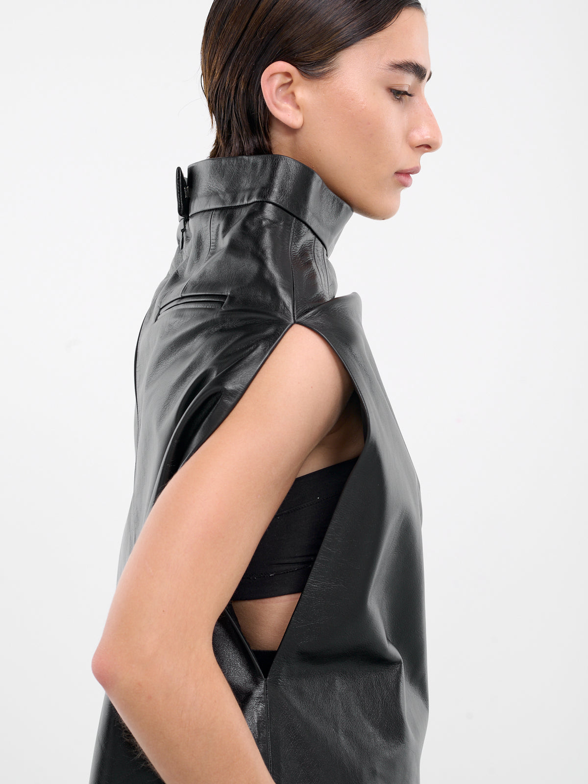Leather Vest Skirt (S1WLEJA02-BLACK)