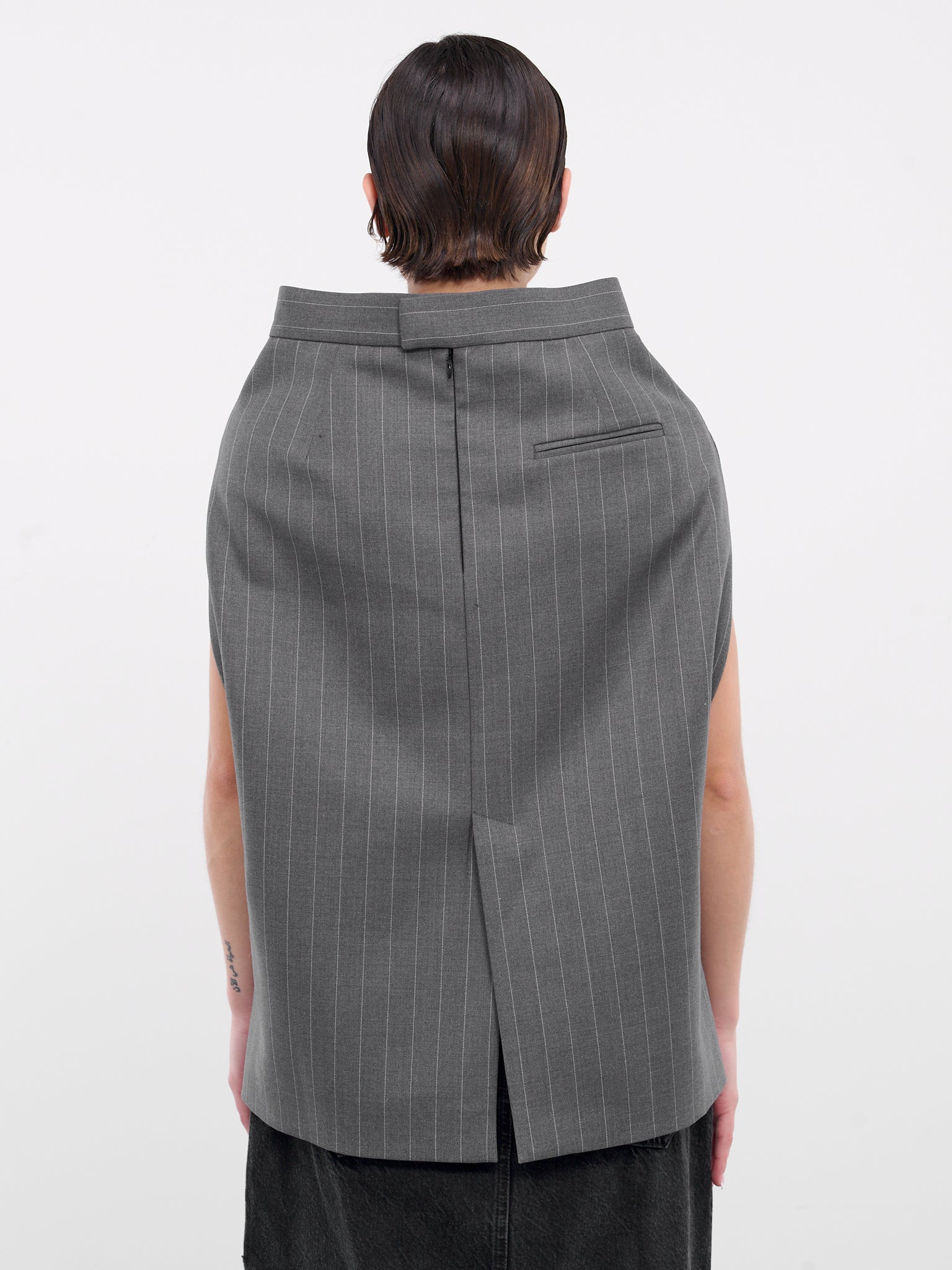 Tailored Skirt Top (S1WSH01-GREY-PINSTRIPE)