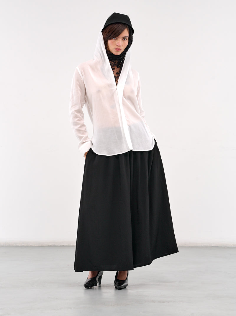 Draped Detail Hood Shirt (FP-B64-200-1-WHITE)