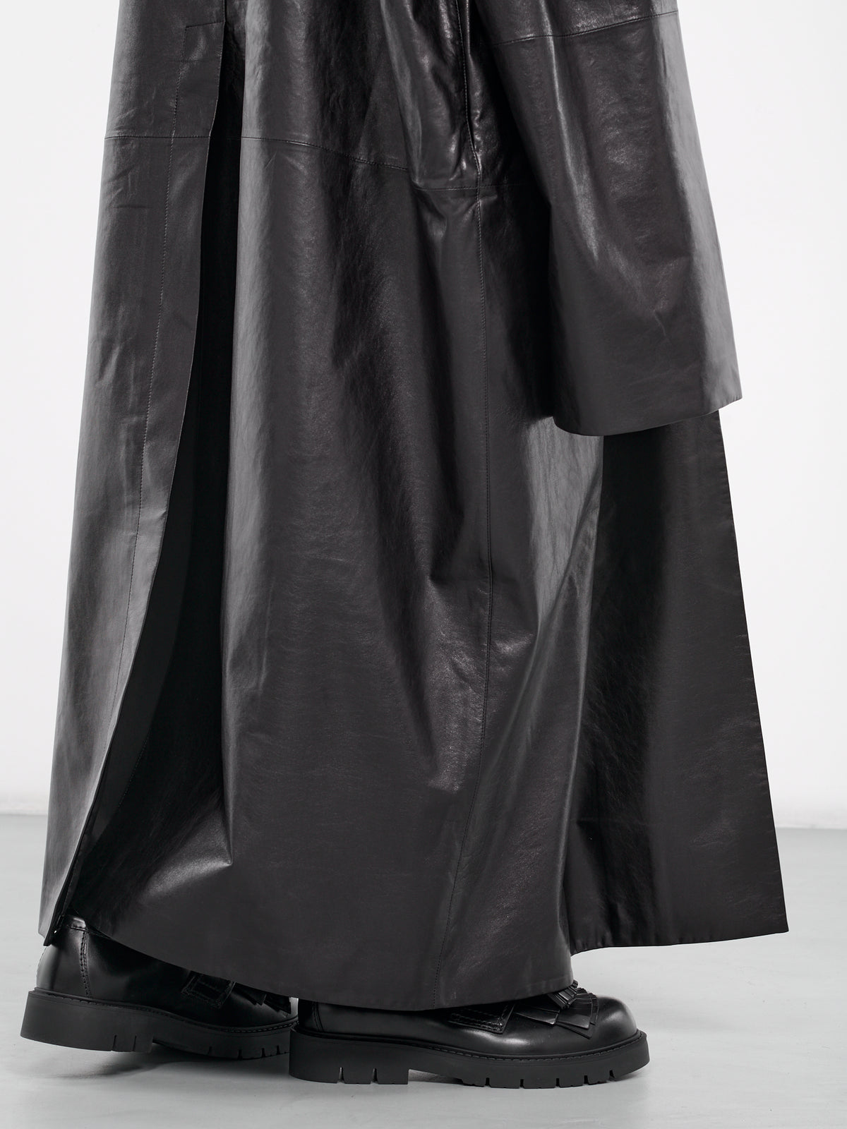 Faux Leather Coat (002-05-BLACK)
