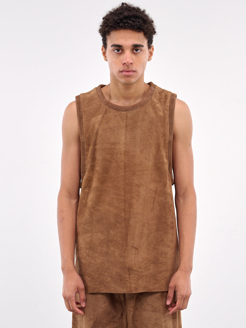 Brown Suede Tank Top (ART2513-CAMEL-SUEDE)
