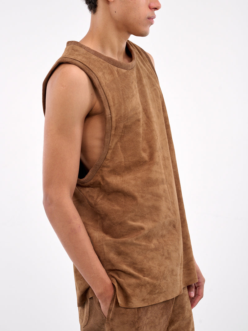 Brown Suede Tank Top (ART2513-CAMEL-SUEDE)