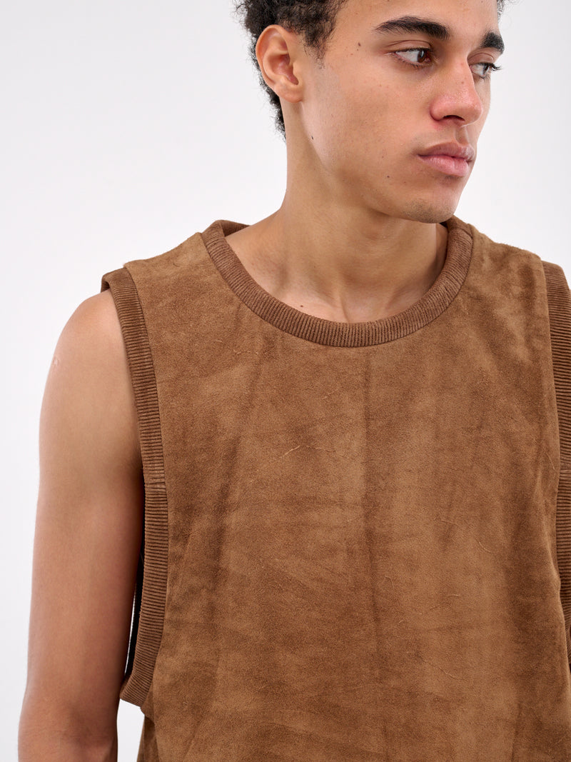 Brown Suede Tank Top (ART2513-CAMEL-SUEDE)