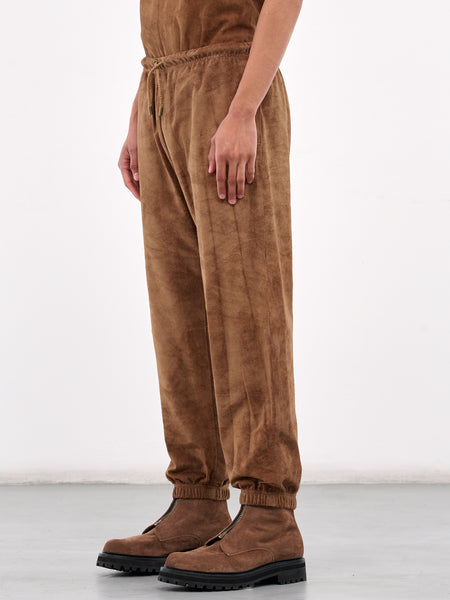 Brown Suede Elasticized Joggers (ARP2508-CAMEL-SUEDE)